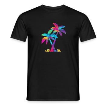 Palme bunt Urlaub Strand - Männer T-Shirt - Schwarz - Vorne - AI Model Male 178 light (178cm)