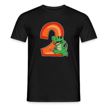 2 anniversaire 2 ans avec motif animal - deux - T-shirt homme - noir - Devant - AI Model Male 178 light (178cm)
