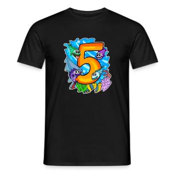 5 Birthday 5 years old with animal motif - five - Men's T-Shirt - black - Front - AI Model Male 178 light (178cm)
