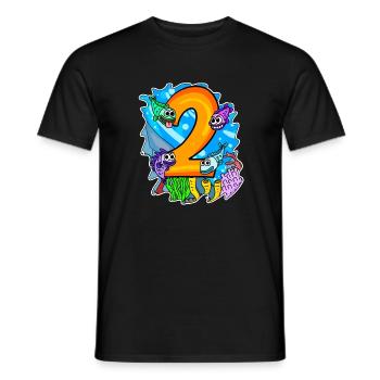 2 anniversaire 2 ans avec motif animal - deux - T-shirt homme - noir - Devant - AI Model Male 178 light (178cm)
