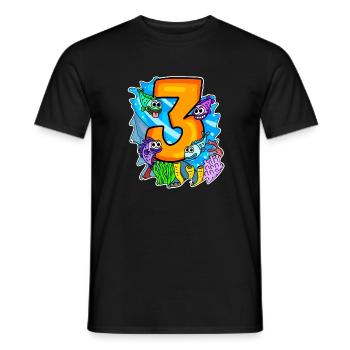 3 anniversaire 3 ans avec motif animal - trois - T-shirt homme - noir - Devant - AI Model Male 178 light (178cm)