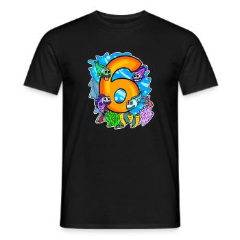 6 Birthday 6 years old with animal motif - six - Men's T-Shirt - black - Front - AI Model Male 178 light (178cm)