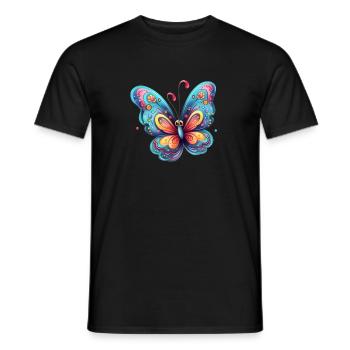 Papillon coloré avec motif dégradé - T-shirt homme - noir - Devant - AI Model Male 178 light (178cm)