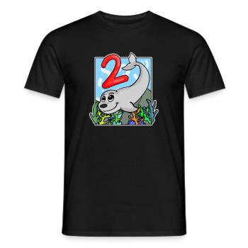 2 anniversaire 2 ans avec motif animal - deux - T-shirt homme - noir - Devant - AI Model Male 178 light (178cm)