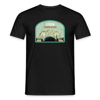 Lissabon Gate Augusta Street Badge, Portugal - Männer T-Shirt - Schwarz - Vorne - AI Model Male 178 light (178cm)