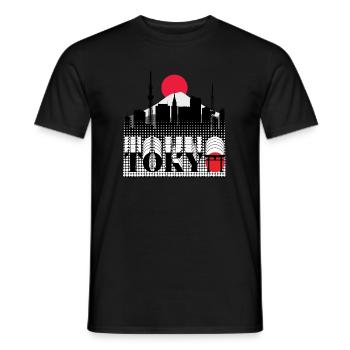 Tokyo Skyline Retro Red Sun Design - T-shirt homme - noir - Devant - AI Model Male 178 light (178cm)