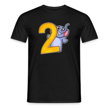 2 anniversaire 2 ans avec motif animal - deux - T-shirt homme - noir - Devant - AI Model Male 178 light (178cm)