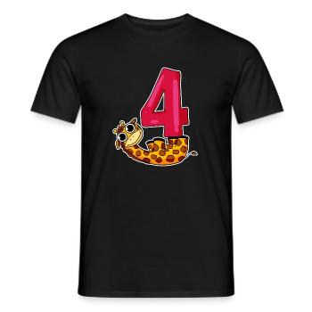 4th birthday motif giraffe - four years old - Men's T-Shirt - black - Front - AI Model Male 178 light (178cm)