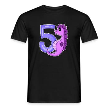 5th Birthday Motif Seahorse - Five Years Old - Men's T-Shirt - black - Front - AI Model Male 178 light (178cm)