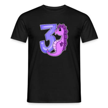 3rd birthday motif seahorse - three years old - Men's T-Shirt - black - Front - AI Model Male 178 light (178cm)