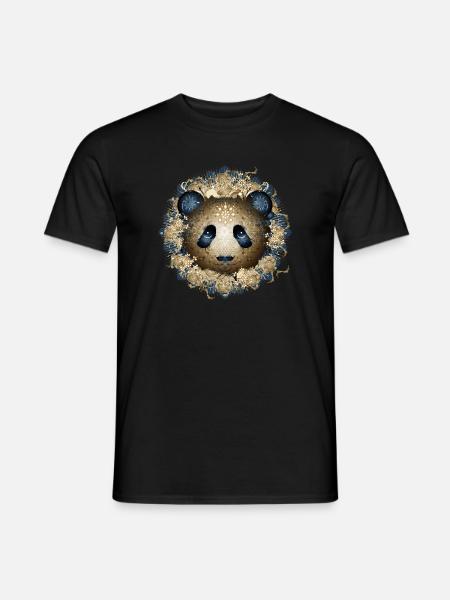 wunderschöner Panda Bär Kopf in Gold und Blau Töne - Männer T-Shirt - Schwarz
