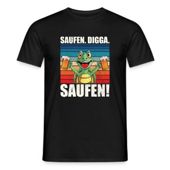 Bier Party Schildkröte Saufen Digga Spruch Motiv - Männer T-Shirt - Schwarz - Vorne - AI Model Male 178 light (178cm)