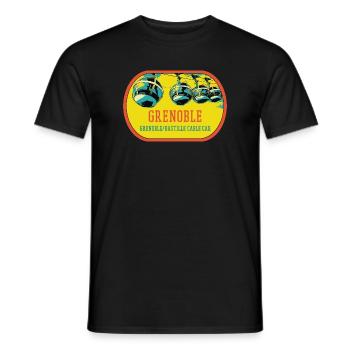 Illustration Cable car of Grenoble France - Men's T-Shirt - black - Front - AI Model Male 178 light (178cm)