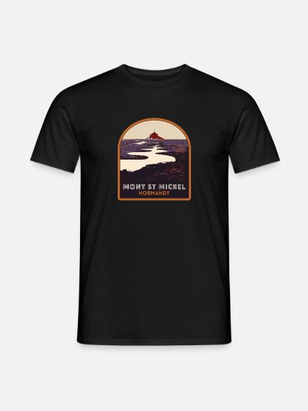 Illustration colorée du Mont Saint Michel - T-shirt homme - noir