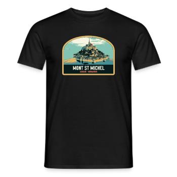 Panorama-Illustration des Mont Saint Michel - Männer T-Shirt - Schwarz - Vorne - AI Model Male 178 light (178cm)