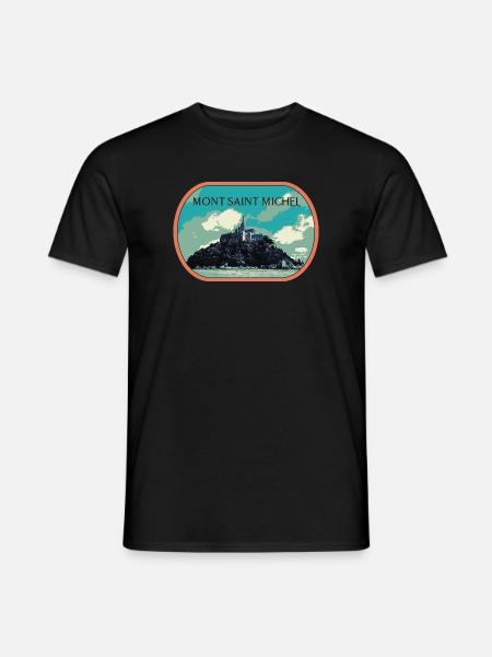 Illustration in Blau und Grün des Mont Saint Michel - Männer T-Shirt - Schwarz