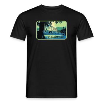 View of Château de Chenonceau: Loire Valley - Men's T-Shirt - black - Front - AI Model Male 178 light (178cm)