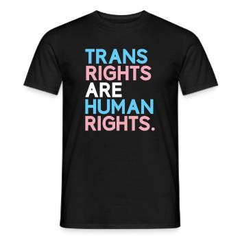 Mois de la fierté LGBT - Les droits des trans sont des droits humains - T-shirt homme - noir - Devant - AI Model Male 178 light (178cm)