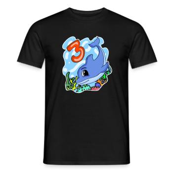 3rd birthday motif dolphin - three years old - Men's T-Shirt - black - Front - AI Model Male 178 light (178cm)