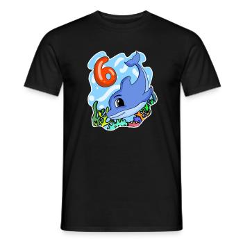 6th birthday motif dolphin - six years old - Men's T-Shirt - black - Front - AI Model Male 178 light (178cm)
