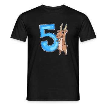 5th Birthday Motif Saiga Antelope - five years - Men's T-Shirt - black - Front - AI Model Male 178 light (178cm)