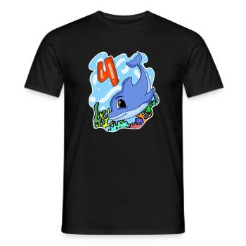 4th birthday motif dolphin - four years old - Men's T-Shirt - black - Front - AI Model Male 178 light (178cm)