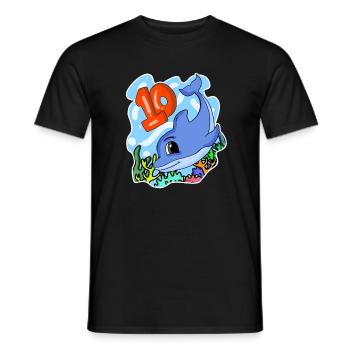 10th Birthday Motif Dolphin - ten years old - Men's T-Shirt - black - Front - AI Model Male 178 light (178cm)