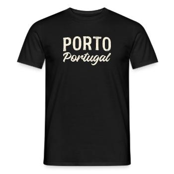 Porto Portugal Vintage Schriftzug - Männer T-Shirt - Schwarz - Vorne - AI Model Male 178 light (178cm)