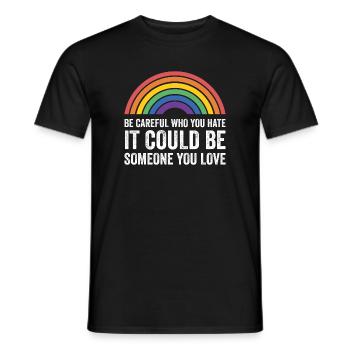 Mois de la fierté LGBT - Faites attention à qui vous détestez, c’est Cou - T-shirt homme - noir - Devant - AI Model Male 178 light (178cm)