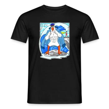 Muscles Seagull Sea North Sea Cadeau - T-shirt homme - noir - Devant - AI Model Male 178 light (178cm)
