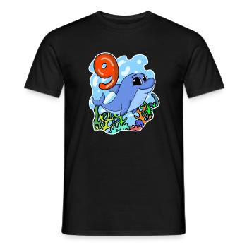 9th Birthday Motif Dolphin - Nine Years - Men's T-Shirt - black - Front - AI Model Male 178 light (178cm)