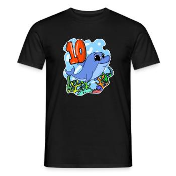 10th Birthday Motif Dolphin - ten years - Men's T-Shirt - black - Front - AI Model Male 178 light (178cm)