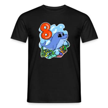 8ème anniversaire Motif Dolphin - huit ans - T-shirt homme - noir - Devant - AI Model Male 178 light (178cm)