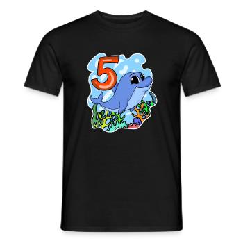 5th Birthday Motif Dolphin - five years - Men's T-Shirt - black - Front - AI Model Male 178 light (178cm)