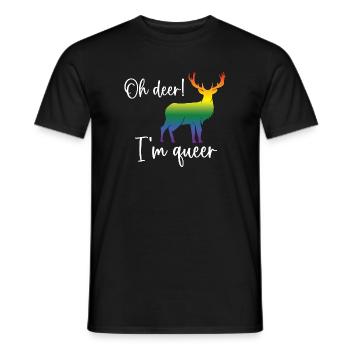 Pride Month LGBTQ - Oh Deer I'm Queer! - Men's T-Shirt - black - Front - AI Model Male 178 light (178cm)