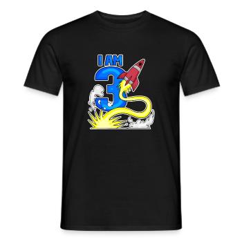 3 Birthday Boy Astronaut Rocket - Trois ans - T-shirt homme - noir - Devant - AI Model Male 178 light (178cm)