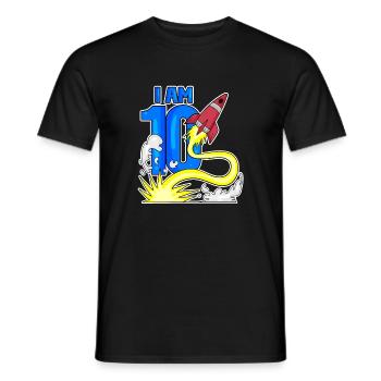 10 Birthday Boy Astronaut Rocket - Dix ans - T-shirt homme - noir - Devant - AI Model Male 178 light (178cm)
