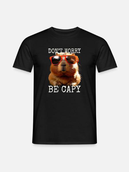 Capybara Dont Worry Be Capy Wasserschwein Nagetier - T-shirt herr - svart