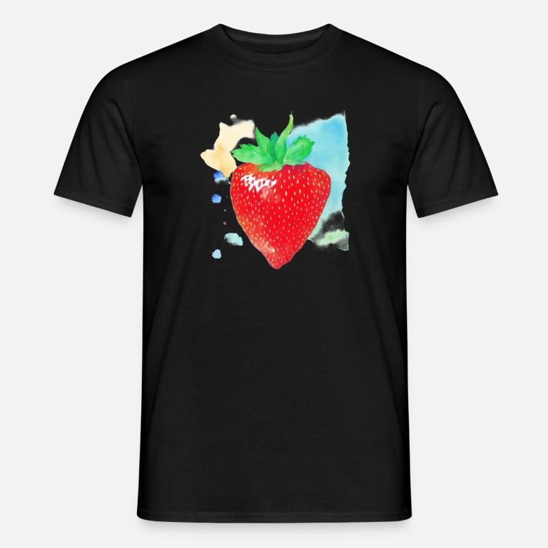 Erdbeere - Männer T-Shirt - Schwarz