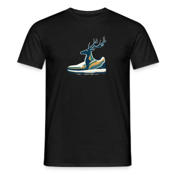 Waldlauf Laufen Hirsch Turnschuh Laufschuh Reh - Männer T-Shirt - Schwarz - Vorne - AI Model Male 178 light (178cm)