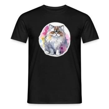 Persian cat - Men's T-Shirt - black - Front - AI Model Male 178 light (178cm)