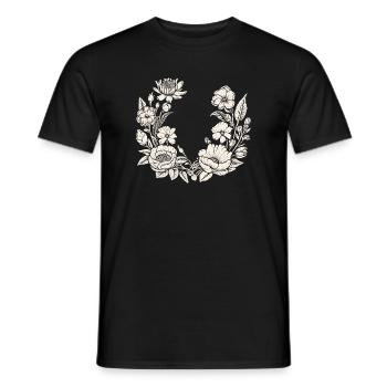 Flower Wreath Flowers Bees Meadow Wedding Blossoms - Men's T-Shirt - black - Front - AI Model Male 178 light (178cm)