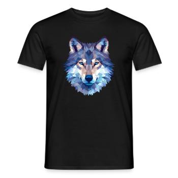 Wolf Polygon Design - Wildtier Natur Motiv - Männer T-Shirt - Schwarz - Vorne - AI Model Male 178 light (178cm)