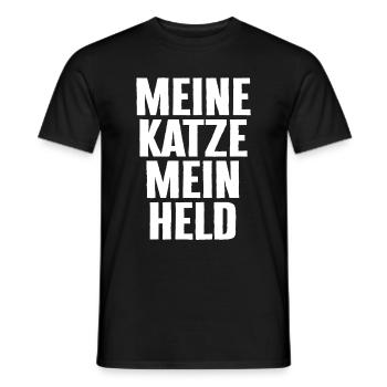 Meine Katze. Mein Held - Katzenliebhaber Spruch - Männer T-Shirt - Schwarz - Vorne - AI Model Male 178 light (178cm)