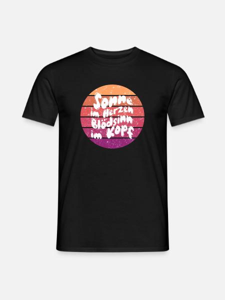 Sonne im Herzen Retro Kreis - Männer T-Shirt - Schwarz