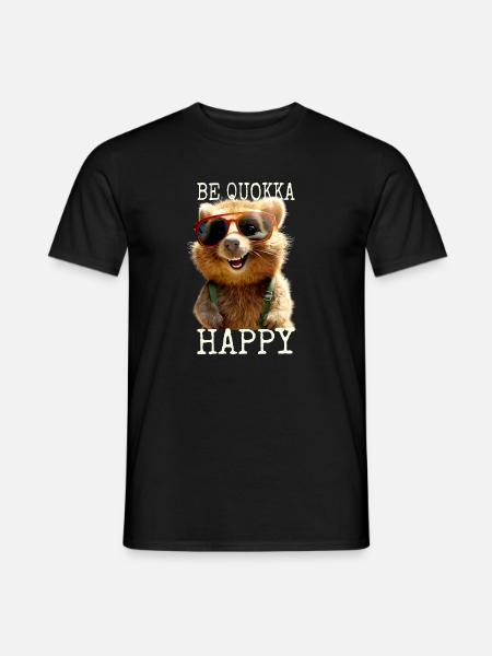 Quokka Be Quokka Happy Australien Lächeln Quokkas - T-shirt herr - svart