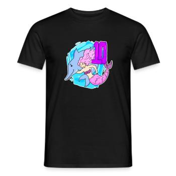 Fille - 10e anniversaire Sirène - Fille - T-shirt homme - noir - Devant - AI Model Male 178 light (178cm)