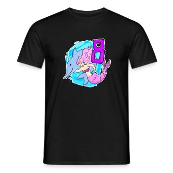 Fille - 8ème Anniversaire Sirène - Fille oh - T-shirt homme - noir - Devant - AI Model Male 178 light (178cm)