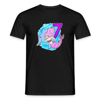 Fille 7 ans 7ème anniversaire sirène - T-shirt homme - noir - Devant - AI Model Male 178 light (178cm)