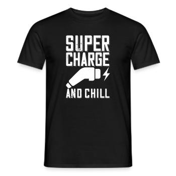 Supercharge And Chill - for electric car fans - Men's T-Shirt - black - Front - AI Model Male 178 light (178cm)